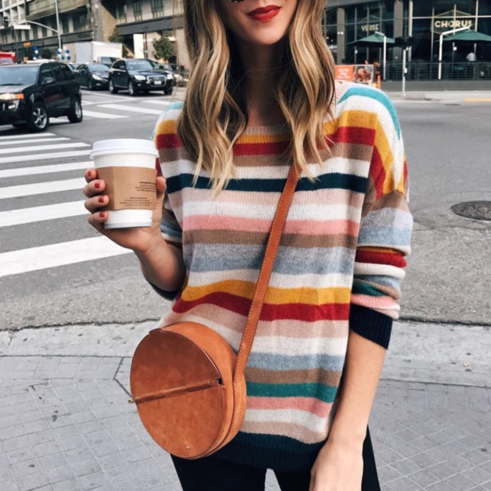 100% Cashmere Rainbow Stripe Sweater XS